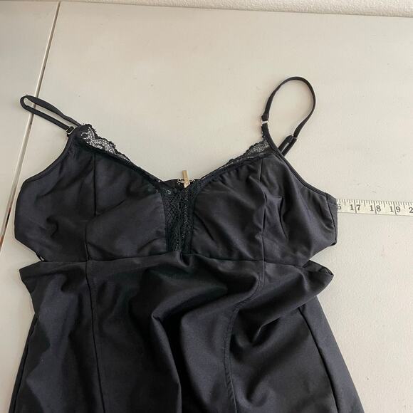 Bebe Y2K Black Bodycon Tank Baby Doll Cutout Mini Dress Size Large Stretch - Picture 14 of 16